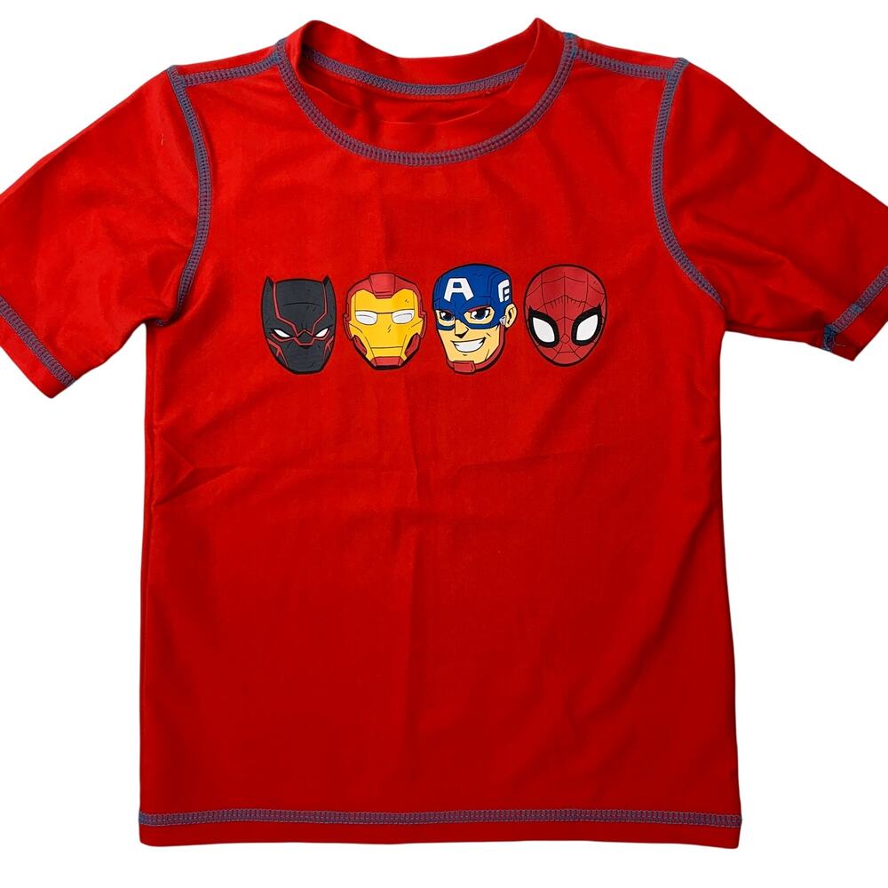 Marvel Super Hero Boys 4T Rash Gaurd Spiderman Captain America Iron Man Panther